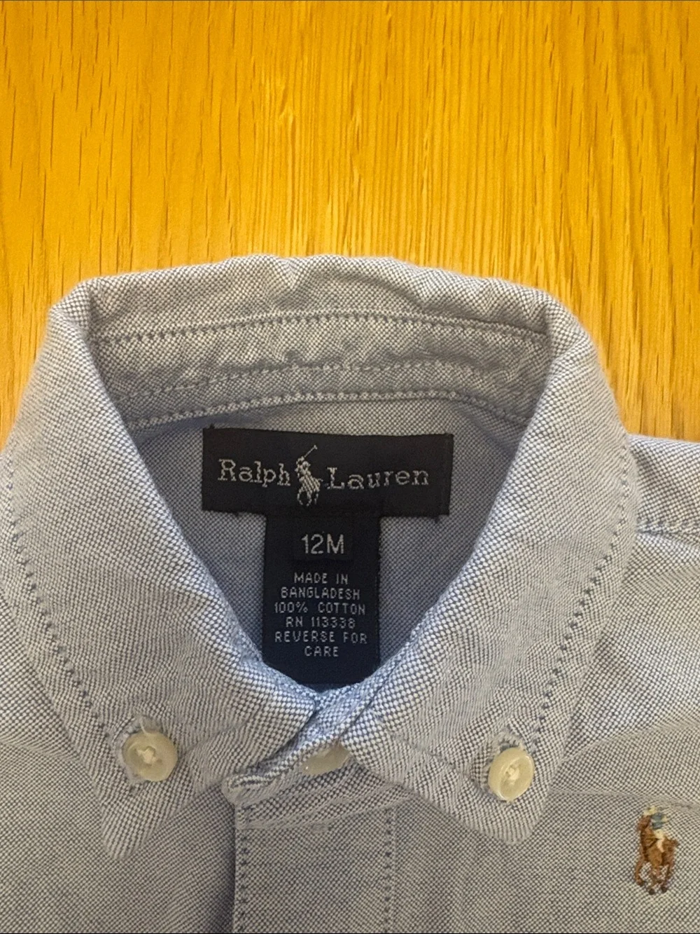 Ralph Lauren Baby Light Blue Button-Front Romper - 12 months